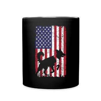 Chien allemand à poil court avec drapeau des États-Unis - Mug uni - noir - Devant