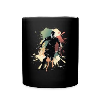 Fußball Fußballer - Tasse einfarbig - Schwarz - Vorne