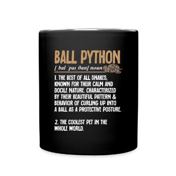 Ball Python Schlange Königspython - Tasse einfarbig - Schwarz - Vorne