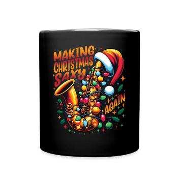 Saxophonist Jazz Player Orchestra Christmas Outfit - Full Colour Mug - black - Front