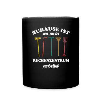 Zuhause ist wo mein Rechenzentrum arbeitet, Garten - Tasse einfarbig - Schwarz - Vorne
