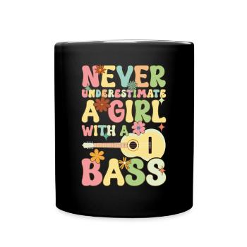 Ne sous-estimez jamais une fille avec un gr basse - Mug uni - noir - Devant