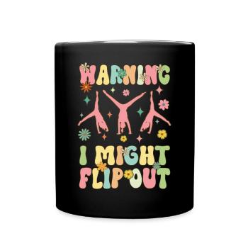Achtung, ich könnte ausflippen Groovy Turnerin Tur - Tasse einfarbig - Schwarz - Vorne