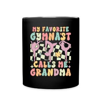 Mein Lieblingsturner nennt mich Oma Gymnastik Toch - Tasse einfarbig - Schwarz - Vorne