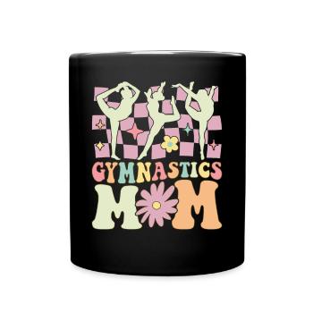 Gymnastics Mom Groovy Gymnast Acrobat - Full Colour Mug - black - Front
