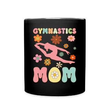 Gymnastics Mom Groovy Gymnast Acrobat - Full Colour Mug - black - Front