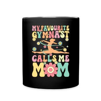 Mein Lieblingsturner nennt mich Mama Groovy Gymnas - Tasse einfarbig - Schwarz - Vorne