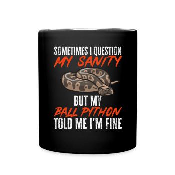 Ball Python Snake King Python - Full Colour Mug - black - Front