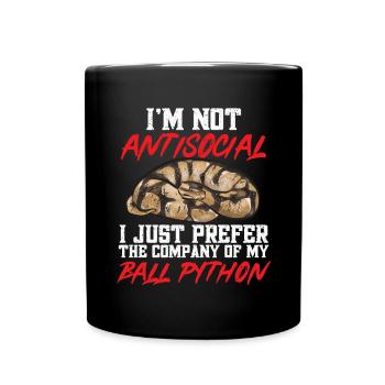 Ball Python Schlange Königspython - Tasse einfarbig - Schwarz - Vorne