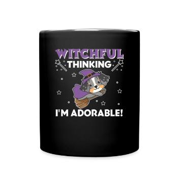 Australian Shepherd Halloween Hexe I'm adorable - Tasse einfarbig - Schwarz - Vorne