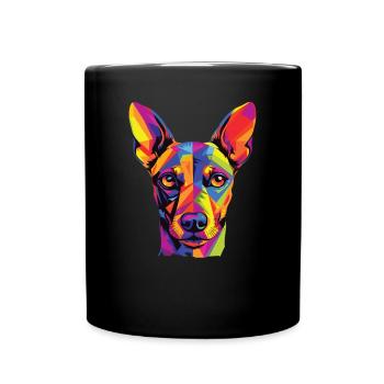 Watercolor Colorful German Pinscher - Full Colour Mug - black - Front