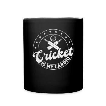 Funny Cricketing Cricketer - Cricket is my cardio - Full Colour Mug - black - Front