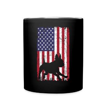 Chien Boston Terrier avec drapeau des États-Unis - Mug uni - noir - Devant