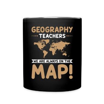 Professeur de géographie idée carte carte du monde géographie - Mug uni - noir - Devant