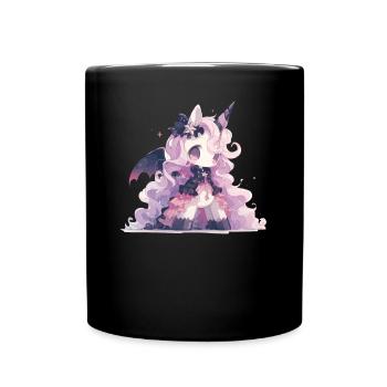 Einhorn Halloween Japanisches Einhorn - Tasse einfarbig - Schwarz - Vorne