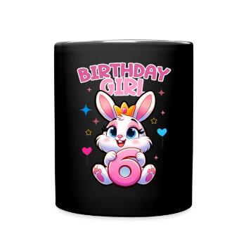 Fille d’anniversaire, Anniversaire des enfants, 6 ans, Fille - Mug uni - noir - Devant