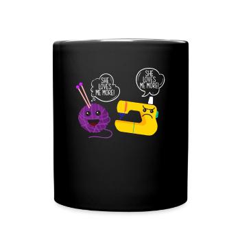 Funny Knitting Knitting Needle Gift - Full Colour Mug - black - Front