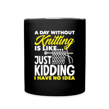 Funny Knitting Knitting Needle Gift - Full Colour Mug - black - Front