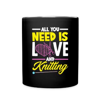 Funny Knitting Knitting Needle Gift - Full Colour Mug - black - Front