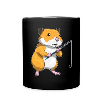 Canne à pêche Hamster Pêcheur Canne à pêche - Mug uni - noir - Devant