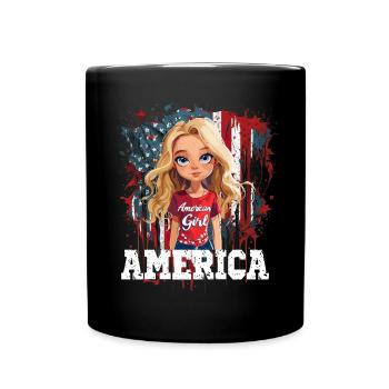 Patriotisches Amerikanisches Mädchen USA für - Tasse einfarbig - Schwarz - Vorne