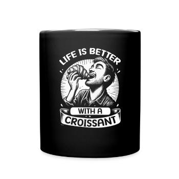 Croissant France Food Foodie French Breakfast - Full Colour Mug - black - Front