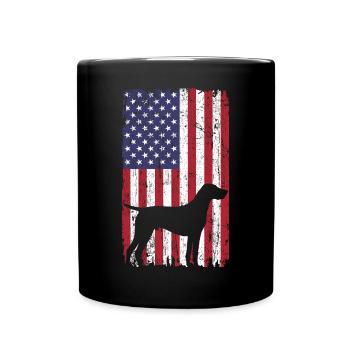 Chien allemand à poil court avec drapeau des États-Unis - Mug uni - noir - Devant