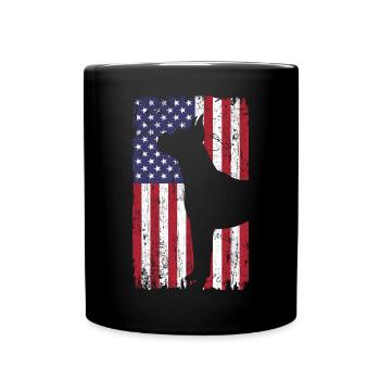 Chien boxer avec drapeau des États-Unis - Mug uni - noir - Devant