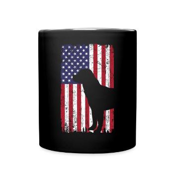 Chien Rottweiler avec drapeau des États-Unis - Mug uni - noir - Devant