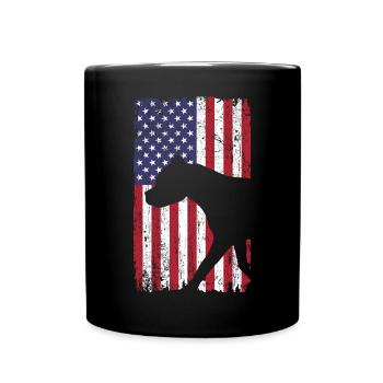 Chien American Staffordshire Terrier avec drapeau américain - Mug uni - noir - Devant