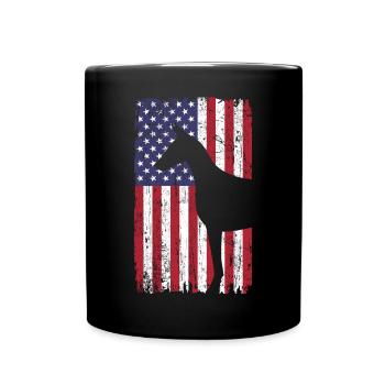 Doberman Pinscher chien avec drapeau des États-Unis - Mug uni - noir - Devant
