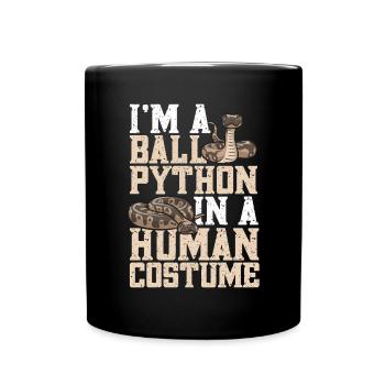 Ball Python Schlange Königspython - Tasse einfarbig - Schwarz - Vorne