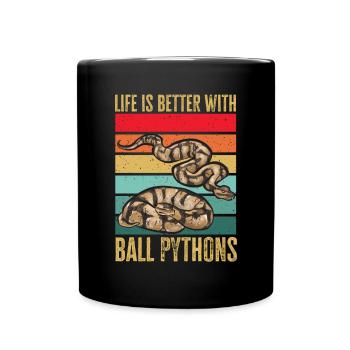 Ball Python Schlange Königspython - Tasse einfarbig - Schwarz - Vorne