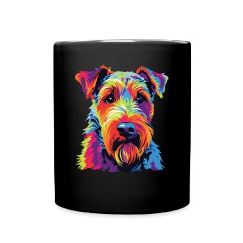 Watercolor Colorful Welsh Terrier - Full Colour Mug - black - Front