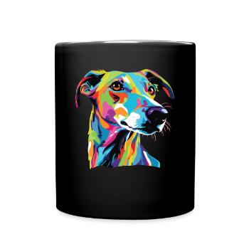 Aquarelle lévrier coloré - Mug uni - noir - Devant