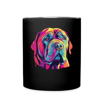 Watercolor Colorful Mastino Napoletano - Full Colour Mug - black - Front