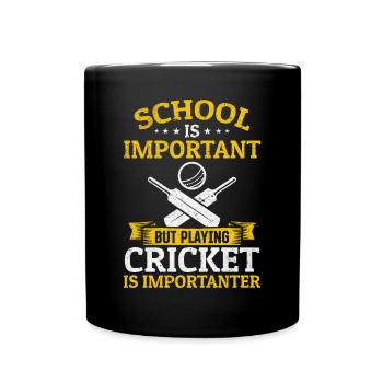 School is important but playing Cricket is importa - Full Colour Mug - black - Front