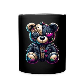 Punk Emo Plush Teddy Bear - Full Colour Mug - black - Front