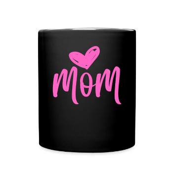 MOM LOVE - I love my Mommy - Mutter Mama Mammi - Tasse einfarbig - Schwarz - Vorne
