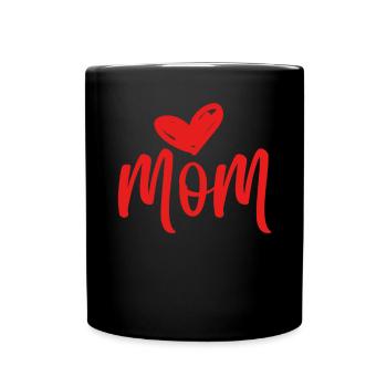 MOM LOVE - I love my Mommy - Mutter Mama Mammi - Tasse einfarbig - Schwarz - Vorne