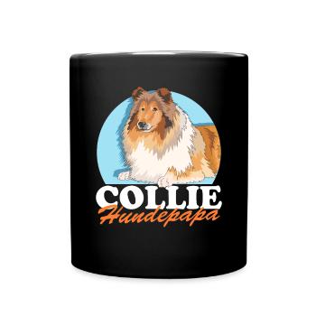 Collie chien papa cheveux longs Collie chien cadeau - Mug uni - noir - Devant