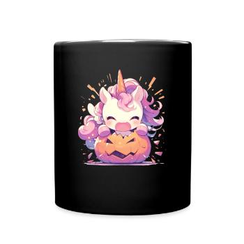 Einhorn Halloween Japanisches Einhorn - Tasse einfarbig - Schwarz - Vorne