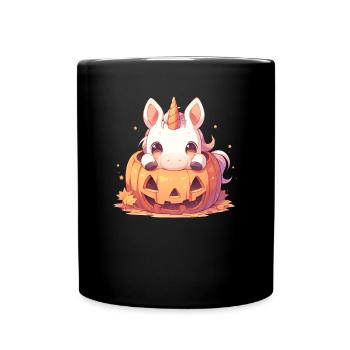 Einhorn Halloween Japanisches Einhorn - Tasse einfarbig - Schwarz - Vorne