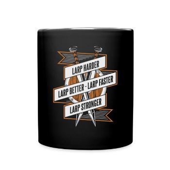 LARP Harder Better Faster Stronger LARPing Armor - Full Colour Mug - black - Front