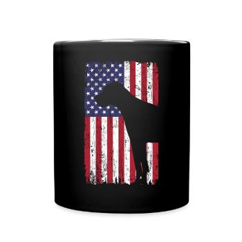 Dogue allemand avec drapeau des États-Unis - Mug uni - noir - Devant