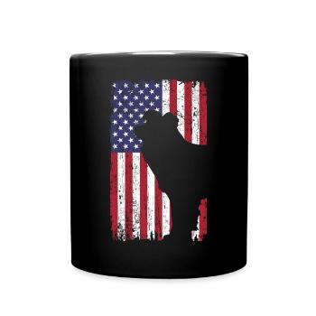 Chien allemand à poil court avec drapeau des États-Unis - Mug uni - noir - Devant