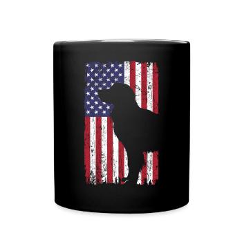 Chien Golden Retriever avec drapeau des États-Unis - Mug uni - noir - Devant