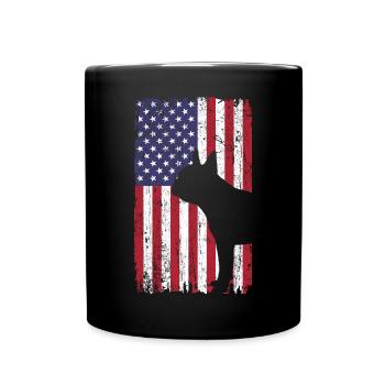 Chien Boston Terrier avec drapeau des États-Unis - Mug uni - noir - Devant