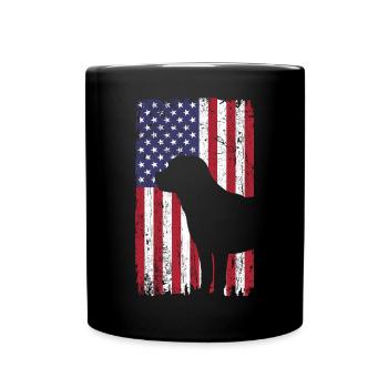 Chien Labrador Retriever avec drapeau des États-Unis - Mug uni - noir - Devant