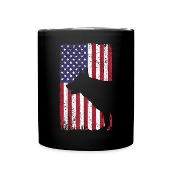Berger allemand avec drapeau des États-Unis - Mug uni - noir - Devant